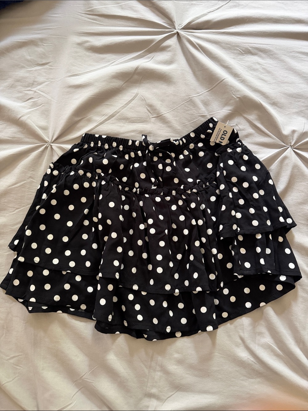 Polka Dot Tiered Skirt - Black & White